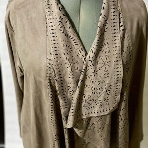 Beige velvet laxer cut jacket.